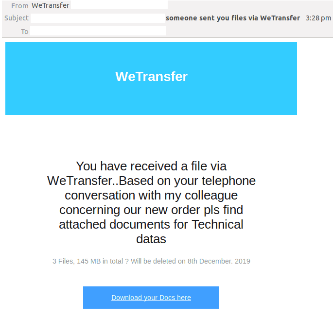 wetransfer phishing scam