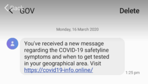 COVID-19 SMS scam