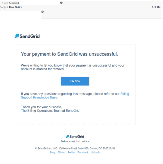 SendGrid Scam email
