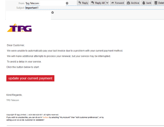 TPG Scam email