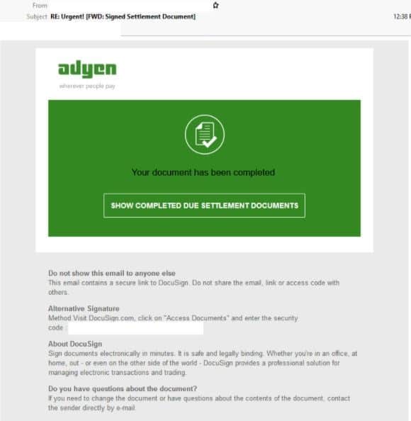 Adyen phishing email