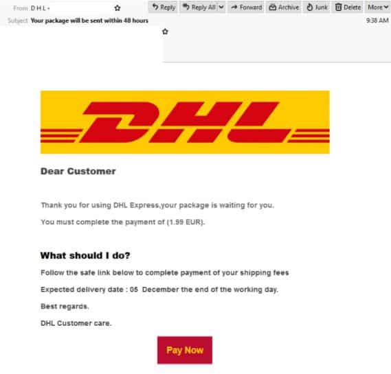 DHL Phishing email