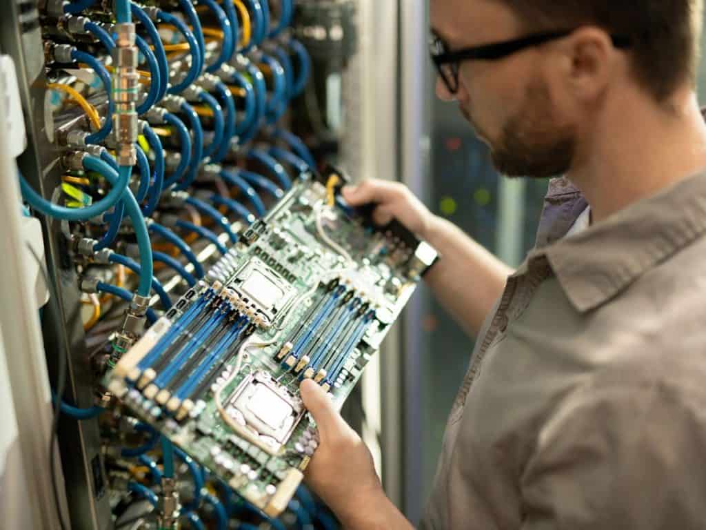 man working on a data system